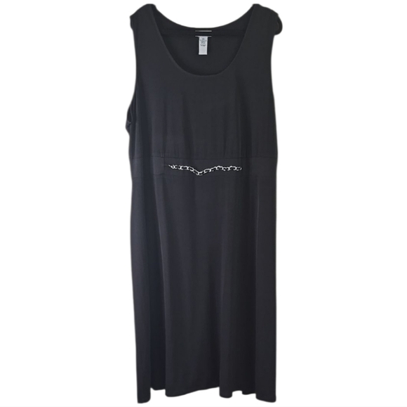 Catherines Elegant Black Sleeveless Dress With Chain Detail,  Plus Size 2X - Picture 4 of 5